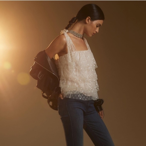 NWT Maeve Anthropologie Tulle Dot Shimmer Tank Blouse - Picture 4 of 11